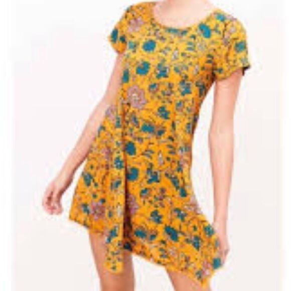 UO Kimchi Blue Yellow Floral Mini Dress - Picture 1 of 8